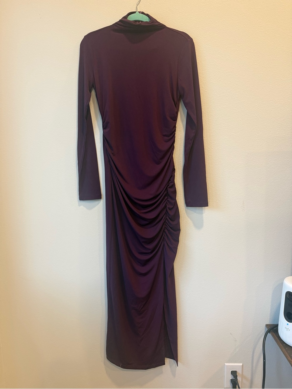 FashionNova Elegant Purple Ruched Long-Sleeve Maxi Dress